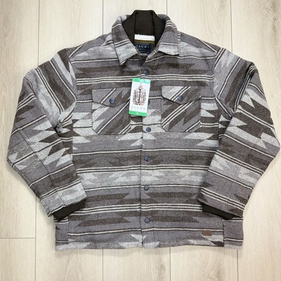Jachs NY Sherpa Lined Aztec Southwest Jacket Mens XL Snap Front Wool Blend Coat